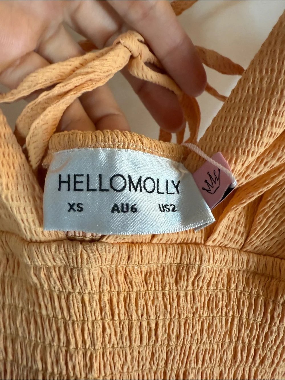 NWT Hello Molly Apricot Puff Sleeve Smocked Mini Dress size: XS